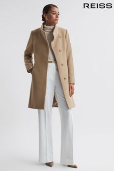 Reiss Camel Mia Petite Wool Blend Mid-Length Coat (C86354) | AED2,434