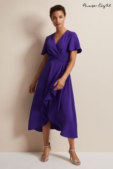 Phase Eight Purple Julissa Ruffle Wrap Midi Dress (C86359) | €79