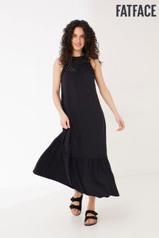 Черное платье макси с вязаной отделкой Fatface Cece (C86388) | €34
