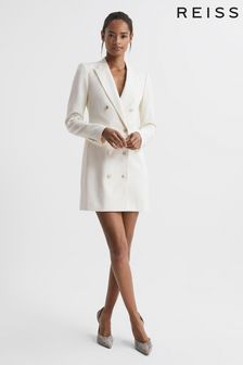 Reiss Cream Marcy Wool Blend Tuxedo Mini Dress (C86414) | 387 €