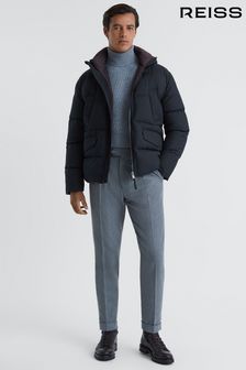 Reiss Navy Ronic Quilted Short Hooded Coat (C86543) | €432