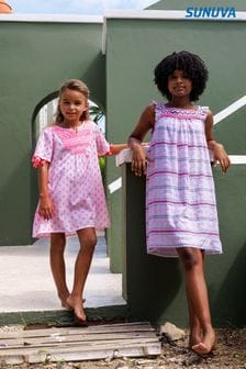 Розовое платье в стиле бохо с короткими рукавами Sunuva (C86639) | €31 - €32