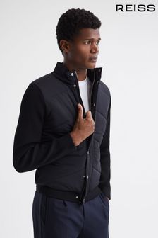 Reiss Navy Mitcham Quilted Hybrid Funnel Neck Jacket (C86685) | TRY 5.260