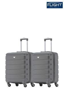 Flight Knight Charcoal + Charcoal EasyJet 56x45x25cm Overhead 4 Wheel ABS Hard Case Cabin Carry On Suitcase Set Of 2 (C86697) | LEI 537