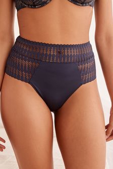 Navy Blue High Rise High Leg Graphic Lace Knickers (C86753) | 15 €