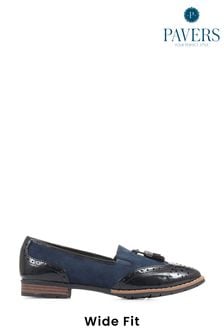 Pavers Blue Wide Fit Patent And Tassel Loafers (C86831) | €23