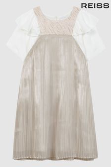 Reiss Silver Ariella Junior Metallic Pleated Dress (C86845) | 597 SAR