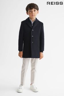 Reiss Navy Gable Junior Single Breasted Overcoat (C86992) | €154