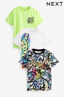 Fluorescencyjny z graffiti - Zestaw 3 koszulek z nadrukiem (3-16 lat) (C86999) | 87 zł - 133 zł