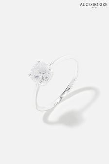 Accessorize White Sterling Silver Round Solitaire Ring (C87081) | 26 €