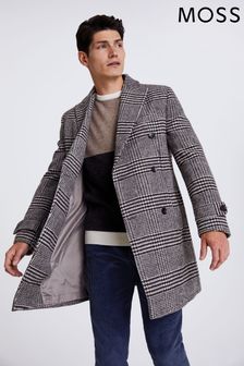 MOSS Check Breasted Brown Overcoat (C87148) | $328