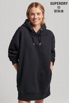 Negru - Rochie tip pulover cu logo brodat din bumbac organic Superdry (C87150) | 367 LEI