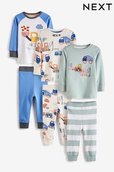 Albastru/Gri Vehicule - Set de 3 pijamale confortabile (9 luni - 12 ani) (C87187) | 240 LEI - 290 LEI