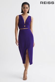 Reiss Purple Ciara Wool Pencil Skirt (C87381) | CA$565