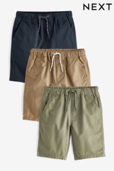 Verde caqui/marrón tostado - Pack de 3 pantalones cortos sin cierres (3-16 años) (C87387) | 27 € - 47 €