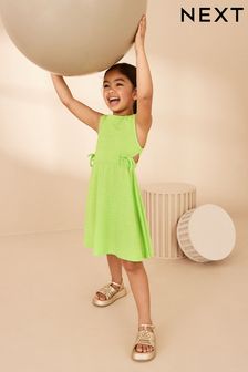 Bright Lime Green Textured Jersey Dress (3-16yrs) (C87395) | €13 - €20