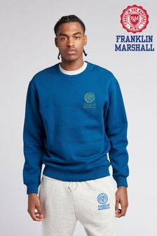 Franklin & Marshall Mens Blue Crest Crew Sweatshirt