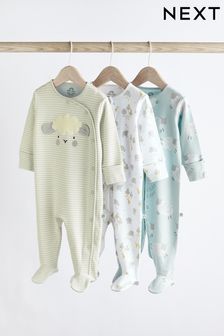 Grey Delicate Baby Sleepsuits 3 Pack (0mths-3yrs) (C87589) | €12.50 - €13