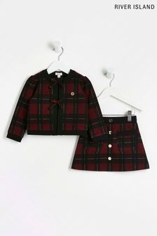 River Island Red Check Cardigan And Skirt Set (C87892) | $44