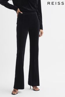 Reiss Black Joy Velvet Flared Trousers (C87950) | $239