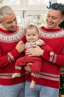 JoJo Maman Bébé Red Reindeer Fair Isle Knitted Baby All-In-One (C88038) | 57 €