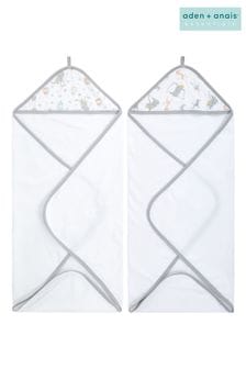 Aden + Anais Essentials White Hooded Towels 2-Pack (C88058) | $61