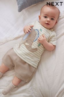 Stone Natural Elephant Baby T-Shirt And Shorts 2 Piece Set (C88365) | €7.50 - €8.50