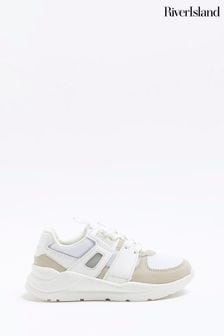 River Island White Mesh Tech Boys Runner Trainers (C88367) | €31