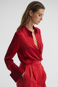 Reiss Red Hailey Silk Shirt (C88483) | R6,534