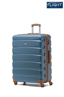 أزرق/بني فاتح - حقيبة سفر كبيرة صلبة خفيفة 4 عجلات من Flight Knight (C88501) | 396 ر.ق