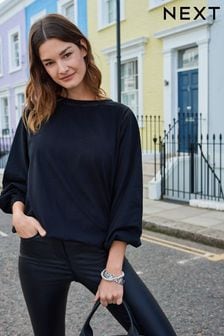 Black Long Sleeve Lace Insert Bubblehem T-Shirt (C88554) | €20