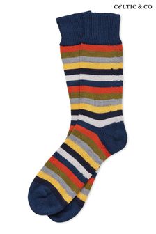 Orange - Celtic & Co. Gestreifte Herren-Socken aus Merinowolle und Baumwolle, Grau (C88575) | 44 €