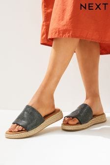 Gunmetal Grey Forever Comfort® Jewelled Mule Platform Sandals (C88674) | €54