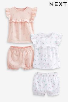 Pink/White Baby T-Shirt and Shorts Set 4 Piece (C88716) | €14 - €16