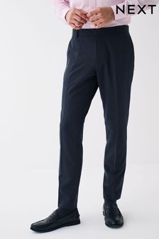 Granatowy - Obcisłe - Eleganckie spodnie z gładkim przodem, można prać w pralce (C88737) | 55 zł