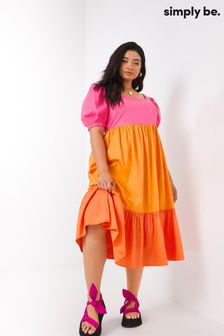 Simply Be Orange Multi Tirred Midi Poplin Dress (C88782) | 52 €