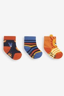 JoJo Maman Bébé Orange 3-Pack Safari Socks (C88853) | $16