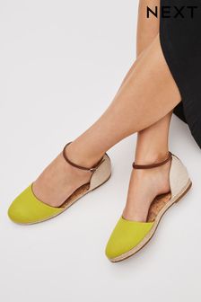 Lime Green Closed Toe Ankle Strap Espadrille Shoes (C88998) | TRY 725