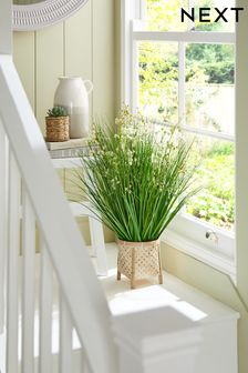 Green Artificial Grass Plant In Bamboo Planter (C89008) | €65