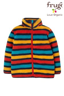 Frugi Blue Toasty Ted Recycled Fleece Jacket Rainbow Stripe (C89038) | €43 - €45