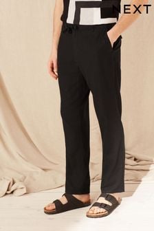 Black Linen Blend Drawstring Trousers (C89079) | 19 €
