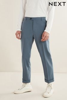 Blue Wide Leg Plain Front Formal Trousers (C89162) | €10