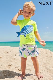 Neongelb, Wal - Zweiteiliges Sonnenschutzset mit Top und Shorts (3 Monate bis 7 Jahre) (C89169) | 21 € - 27 €
