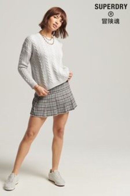Superdry Grey Dropped Shoulder Cable Knit Crew Neck Jumper (C89251) | 60 €