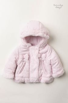 Rock A Bye Baby Boutique Pink Fur Trim Padded Coat (C89378) | €32
