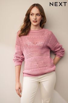 Pink Stitch Detail Long Sleeve Jumper (C89559) | OMR13