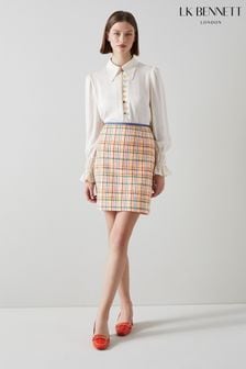LK Bennett Cream Marguerite Tweed And Denim Skirt (C89622) | €117
