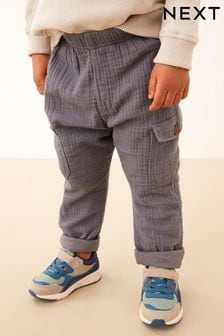 Siva - Mehke teksturirane podložene bombažne hlače (3 mesecev–7 let) (C89670) | €10 - €12