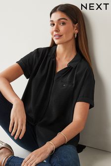 Black Short Sleeve Button Pocket Shirt (C89676) | 74 zł