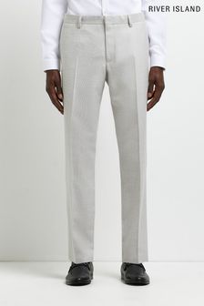 River Island Cream Ecru Dobbie Texture Suit: Trousers (C89734) | 106 zł